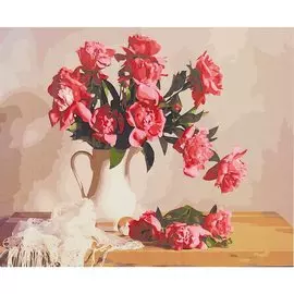 Холст с красками по номерам "Нежный букет в белой вазе", 40 х 50 см