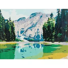 Холст с красками по номерам "Озеро и величественные горы", 22 х 30 см