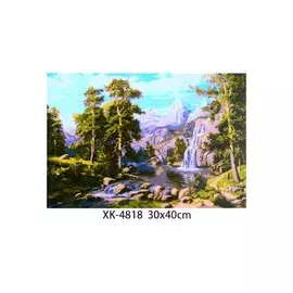 Холст с красками по номерам "Пейзаж с водопадом", 30х40