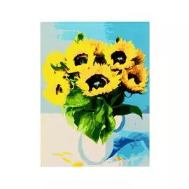 Холст с красками по номерам "Подсолнухи в белой вазе", 30 х 40 см