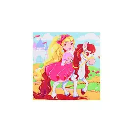 Холст с красками по номерам "Принцесса и пони", 20 х 20 см