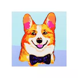 Холст с красками по номерам "Радостная собачка", 20 х 20 см