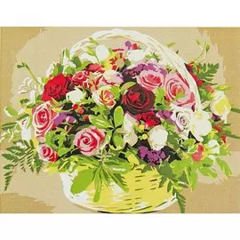 Холст с красками по номерам "Радующий глаз букет", 22 х 30 см