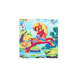 Холст с красками по номерам "Счастливый пони", 20 х 20 см