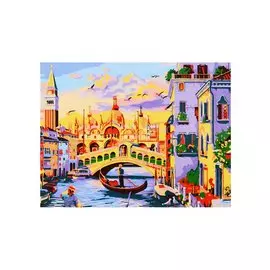 Набор д/творчества Рыжий кот Холст с красками 17х22см по номерам. (14 цв.) Сказочная Венеция ХК-3618