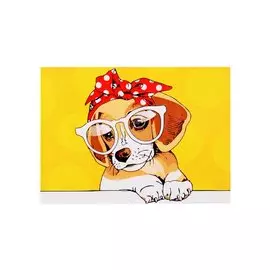 Холст с красками по номерам "Собачка в очках", 22 х 30 см