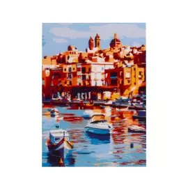 Холст с красками по номерам "Солнечный уютный городок", 22 х 30 см