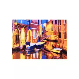 Холст с красками по номерам "Венеция в ночных огнях", 22 х 30 см