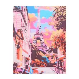 Холст с красками по номерам "Весенний романтичный Париж на закате", 17х22 см