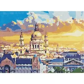 Холст с красками по номерам "Здание оперы на закате", 22 х 30 см