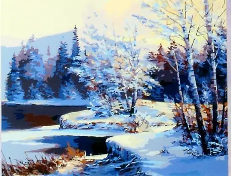 Холст с красками по номерам "Русская зима", 40 х 50 см