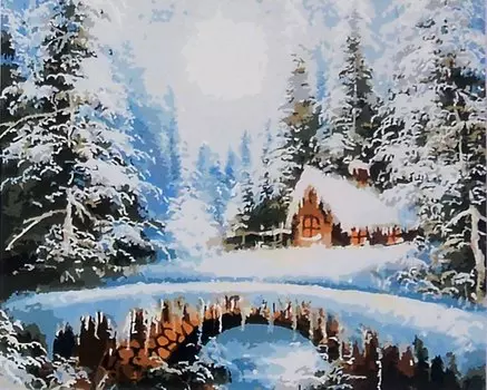 Холст с красками по номерам "Замерзший мост", 30 х 40 см