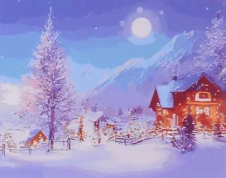 Холст с красками по номерам "Зимний пейзаж", 30 х 40 см