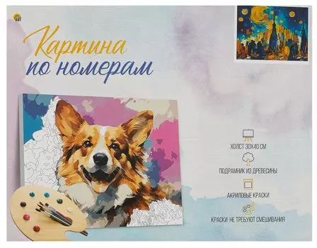 Холст с красками по номерам "Звездное небо мегаполиса", 30 х 40 см