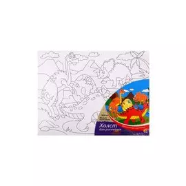 Холст с красками "Милые динозавры", 18 х 24 см