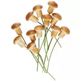 Искусственный декор Грибочки на проволочке, 2 см, 12шт микс (орр)