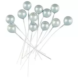 Искусственный декор Жемчужины на проволочке голубые, 0,5см 12шт (ОРР)