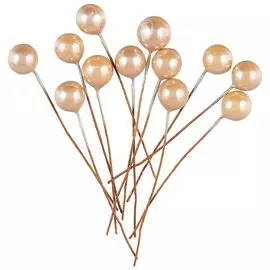 Искусственный декор «Жемчужины на проволочке», палевые, 12 штук