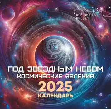 Календарь 2025г 300*300 "Под зведным небом. Небесные явления. Нейросеть рисует" настенный, на скрепке