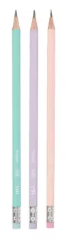 Карандаш ч/гр с ластиком "Pastel" трехгранный, ассорти, Yoi