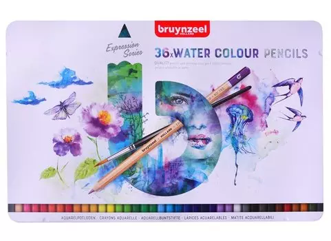 Карандаши акварельные 36цв "Expression Aquarel" +кисть, металл.кор.