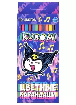 Карандаши цветные Kuromi, пластиковые 12 цветов
