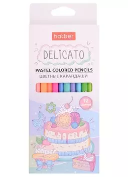 Карандаши цветные Hatber, Delicato, пастельные 12 цветов