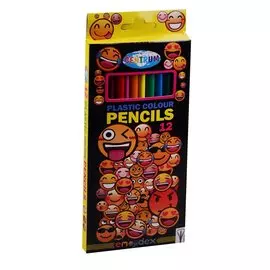 Карандаши цветные 12цв "Смайлы" трехгранные, пластик, к/к, подвес, Смайлы