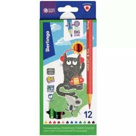 Карандаши цветные 12цв "SuperSoft. Жил-был кот", трехгран., заточен., карт.кор., подвес, Berlingo