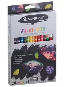 Карандаши цветные Aсmeliae, Artmate, двухсторонние 15 цветов с точилкой