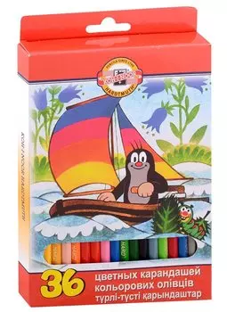 Карандаши цветные 18 цв "Крот" к/к, подвес, Koh-I-Noor