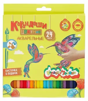 Карандаши цветные 24цв акварельные "Каляка-Маляка" дерев.шестигран.корпус, карт.уп.