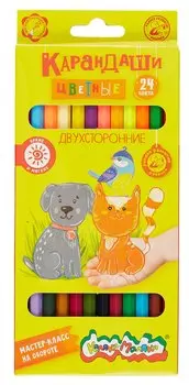 Карандаши цветные 24цв "Каляка-Маляка" двухсторонние, дерев.шестигран.корпус, карт.уп.