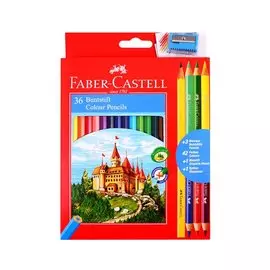 Карандаши цветные 36цв + 4, с точилкой, к/к, подвес, Faber-Castell