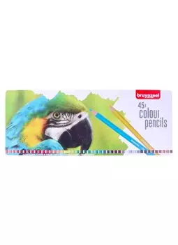 Карандаши цветные 45цв "Попугаи" металл. кор.