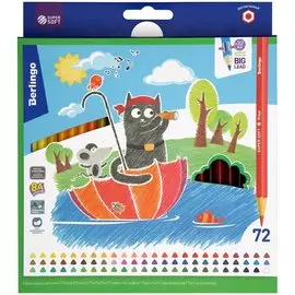 Карандаши цветные 72цв "SuperSoft. Жил-был кот", трехгран., заточен., карт.кор., подвес, Berlingo