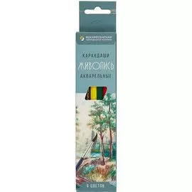Карандаши цветные ВКФ, "Живопись", акварельные 6 цветов