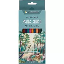 Карандаши цветные Акварельные 24цв "Живопись" к/к