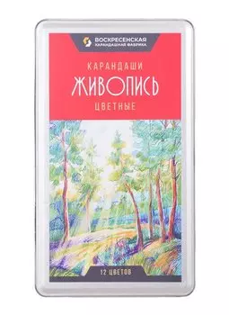 Карандаши цветные "Живопись" 12цв, мет.коробка, ВКФ