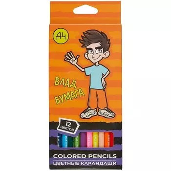 Карандаши цветные "Влад А4", 12 цветов