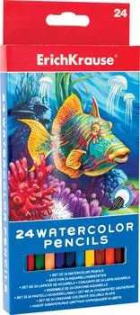Карандаши Erichkrause 24цв/акварельн с кисточ (Ассорти)