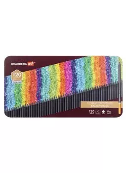 Карандаши художественные цветные BRAUBERG ART PREMIERE, НАБОР 120 цветов, 4 мм, металл кейс, 181692