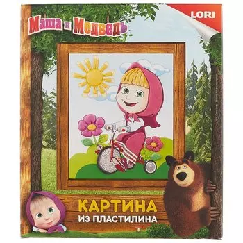 Картина из пластилина «Маша на велосипеде»