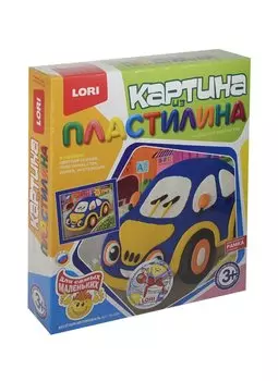 Картина из пластилина Веселый автомобиль Пк-004 (+оригинальная рамка) (набор для творчества) (3+) (коробка) (Колорит)