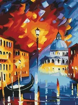 Картина по номерам 30х40 см. 30 цветов. На подрамнике. "Яркий вечер в Венеции"