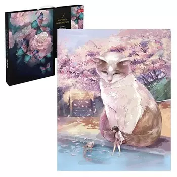 Картина по номерам "Кот и девочка" 40х50 см