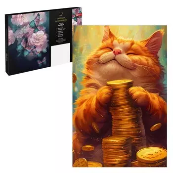 Картина по номерам "Кот с деньгами" 20х30 см