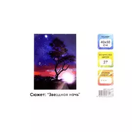 Картина по номерам на холсте с подрамником "Звездная ночь"