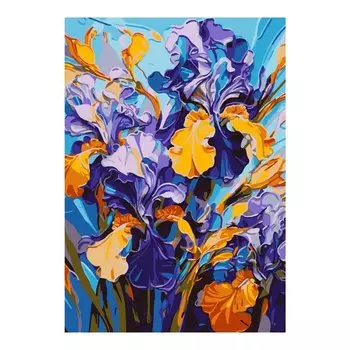 Картина по номерам на картоне 20х28,5 см "Ирисы"