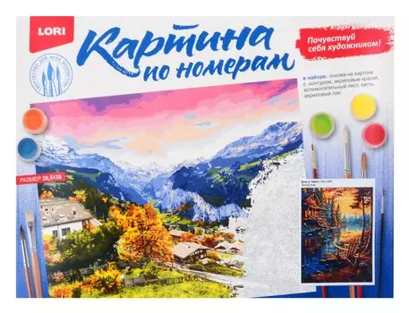 Картина по номерам на картоне 28,5*38 см "Дом в тайге"